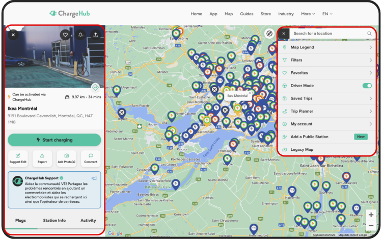 map ev charging stations