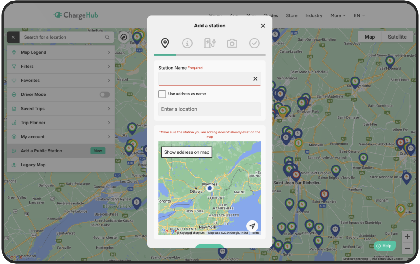 ev charging station map