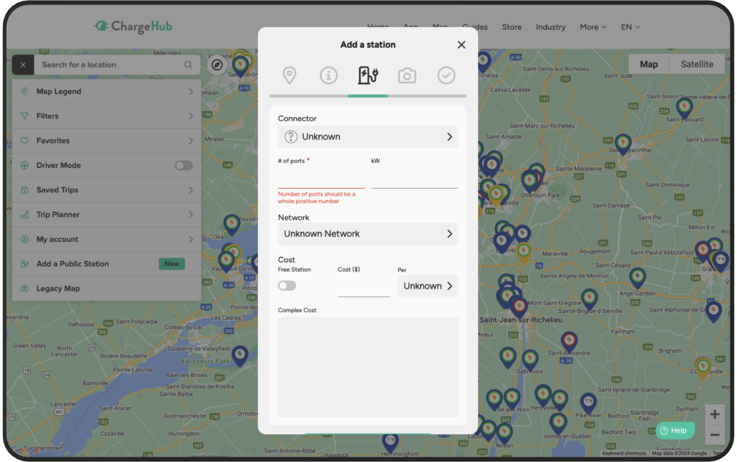 electric vehicle charging stations map