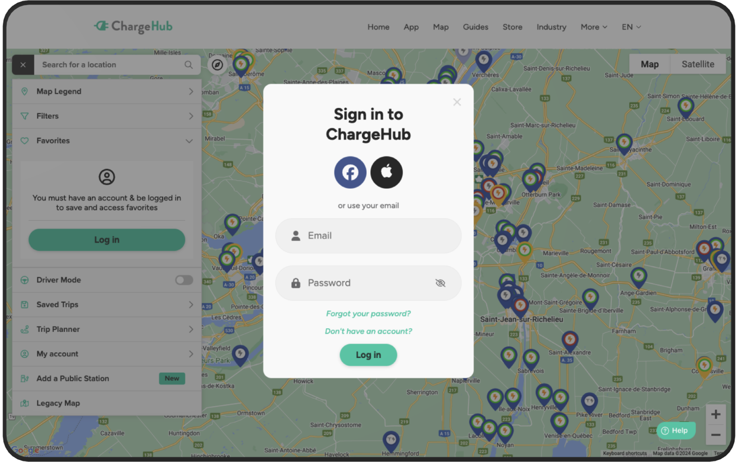 electric car charging points map